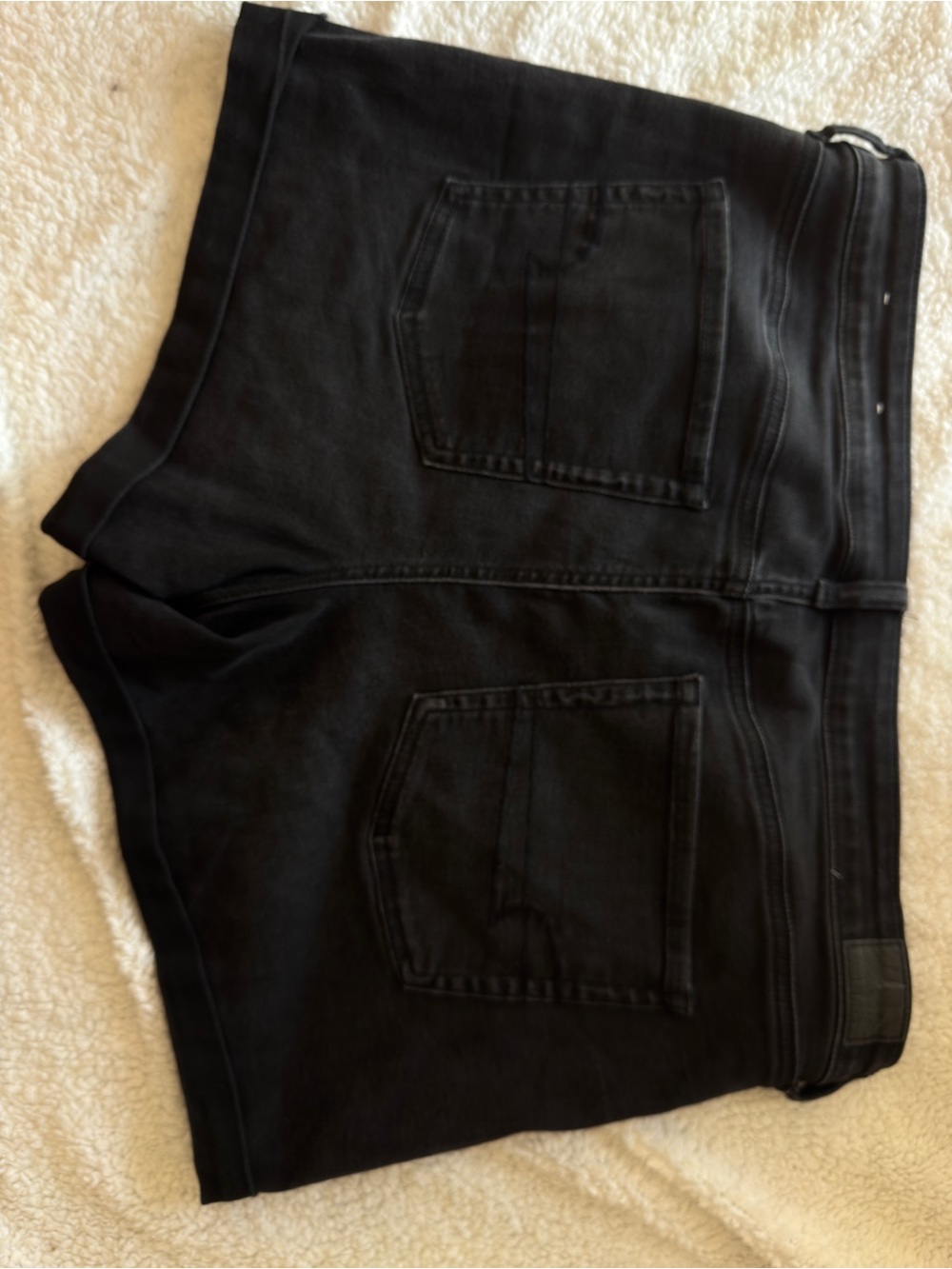 American Eagle Outfitters Black High-Rise Button-Front Jean Shorts, stretch 18 - Picture 7 of 10